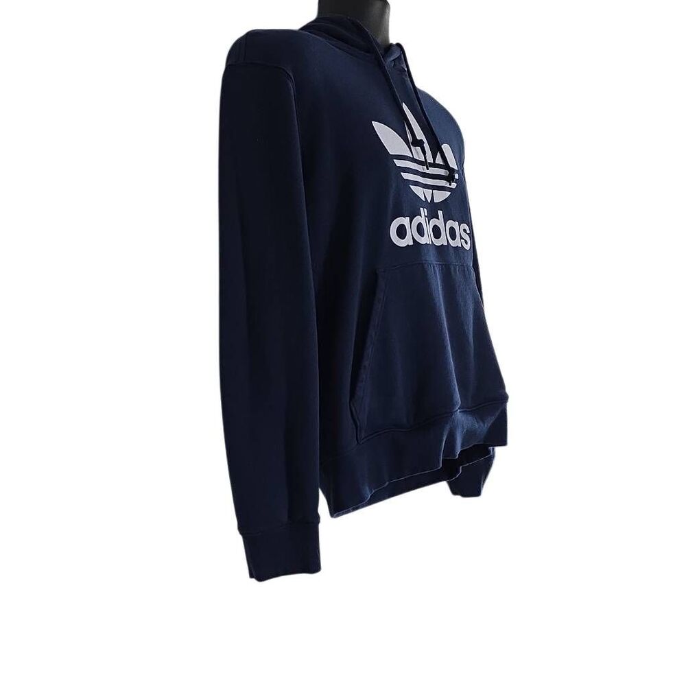 Adidas Men's Size Small Navy White Trefoil Logo Pullover Hoodie - Picture 2 of 6